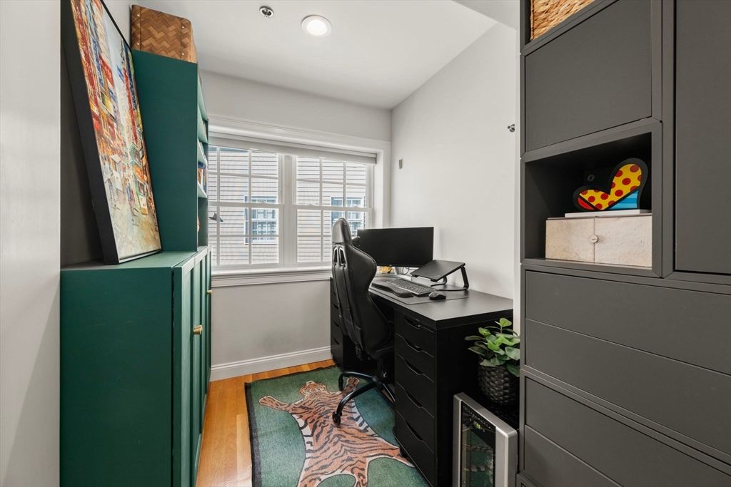 Home Office, Interior, Recessed Lighting, Wood Texture Flooring