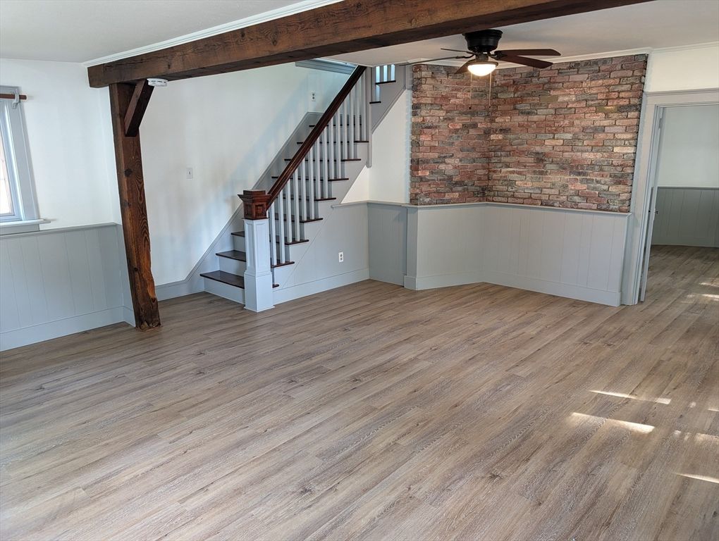 Empty room, Interior, Stone Walls, Wood Texture Flooring