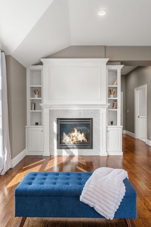 Fireplace, Interior, Recessed Lighting, Wood Texture Flooring