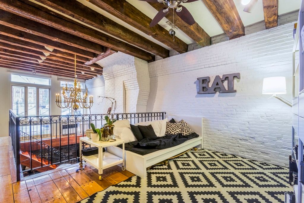 Chandelier, Interior, Living room, Stone Walls, Wooden Beams, Wood Texture Flooring