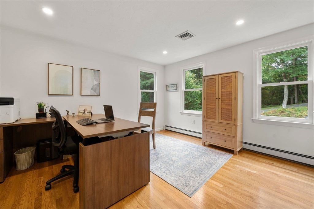 Home Office, Interior, Recessed Lighting, Wood Texture Flooring