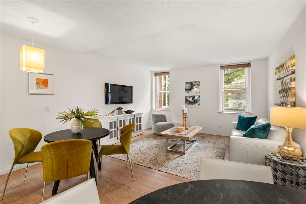 Dining room, Interior, Living room, Pendant Lights, Wood Texture Flooring
