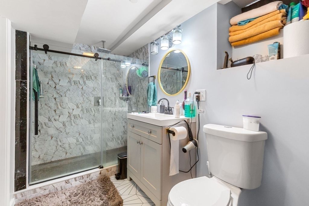 Bathroom, Glass Shower, Interior, Marble Walls