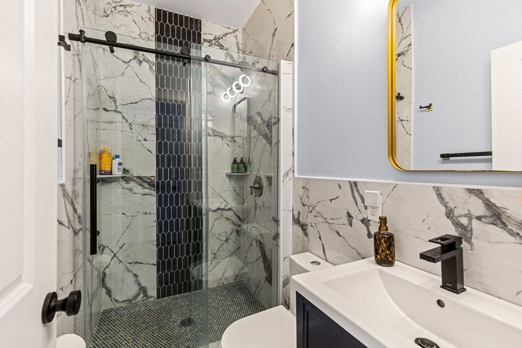 Bathroom, Glass Shower, Interior, Marble Walls