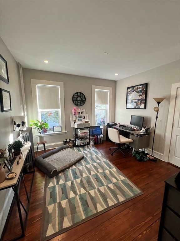 Home Office, Interior, Living room, Recessed Lighting, Wood Texture Flooring