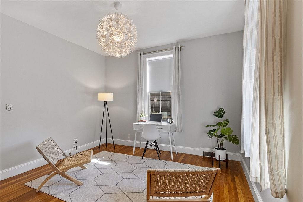 Chandelier, Home Office, Interior, Wood Texture Flooring