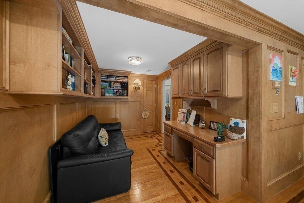 Home Office, Interior, Wood Texture Flooring, Wooden Walls