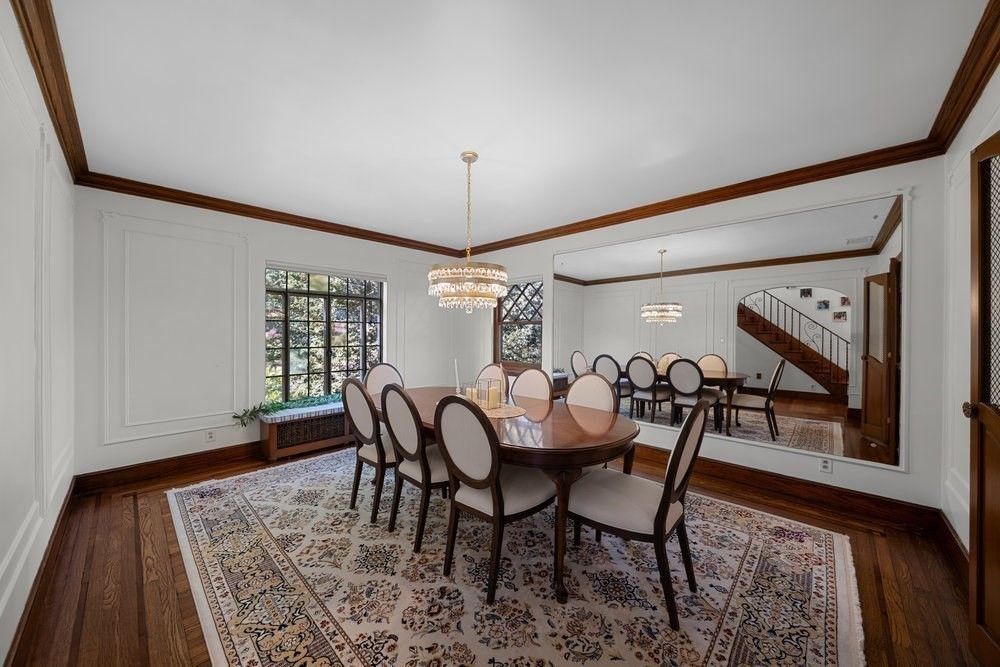 Chandelier, Dining room, Interior, Wood Texture Flooring