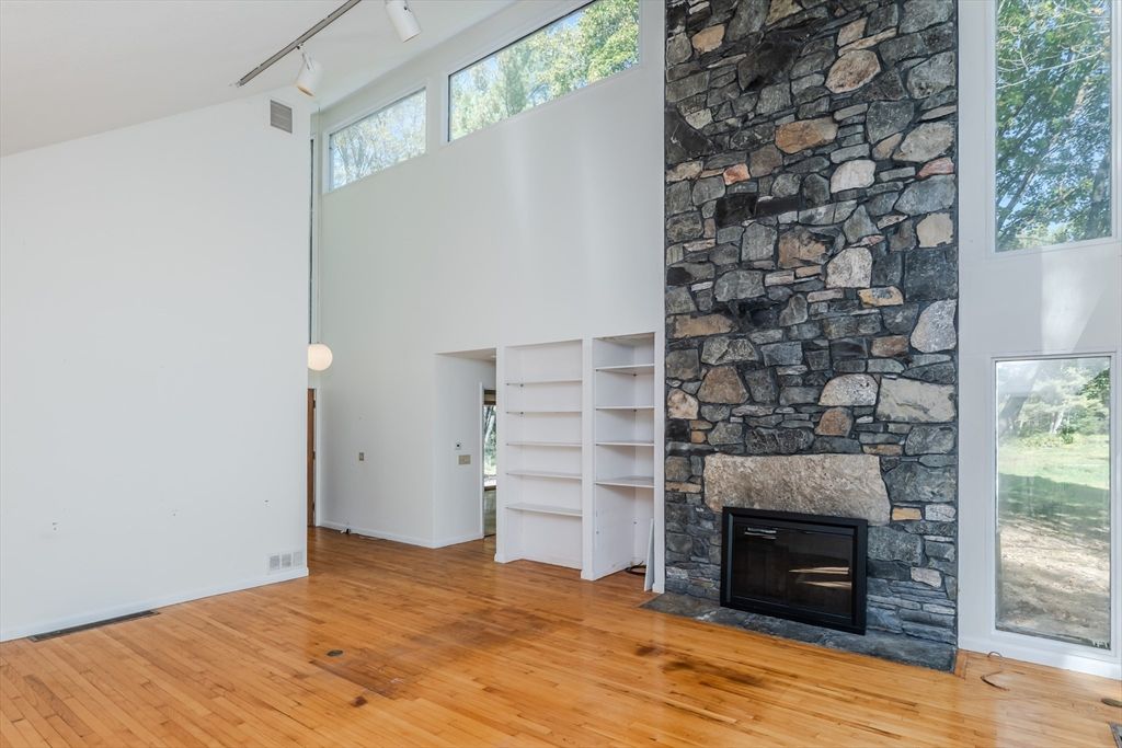 Fireplace, Interior, Stone Walls, Wood Texture Flooring