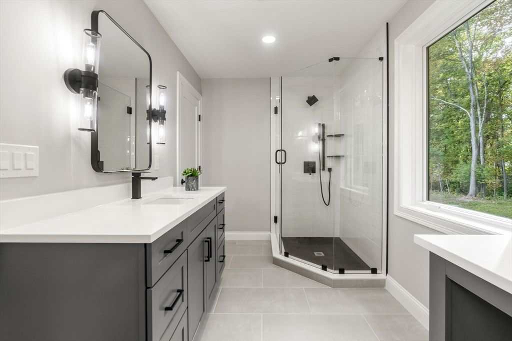 Bathroom, Dual Sink Vanities, Glass Shower, Interior, Recessed Lighting