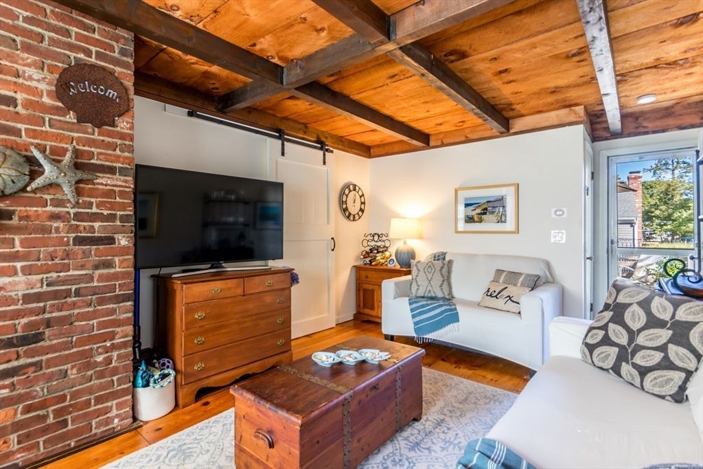 Interior, Living room, Recessed Lighting, Stone Walls, Wooden Beams, Wooden Ceilings, Wood Texture Flooring