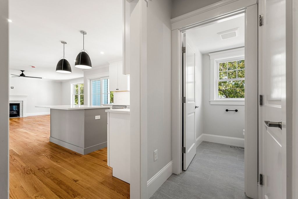 Interior, Kitchen, Pendant Lights, Recessed Lighting, Wood Texture Flooring