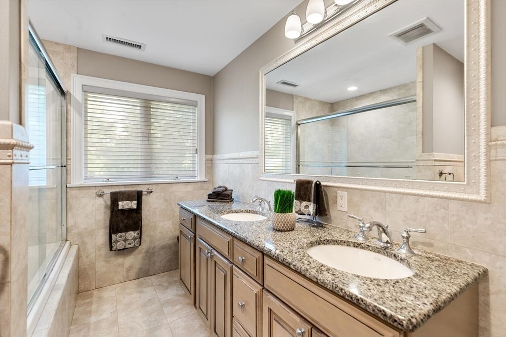 Bathroom, Dual Sink Vanities, Glass Shower, Interior, Recessed Lighting