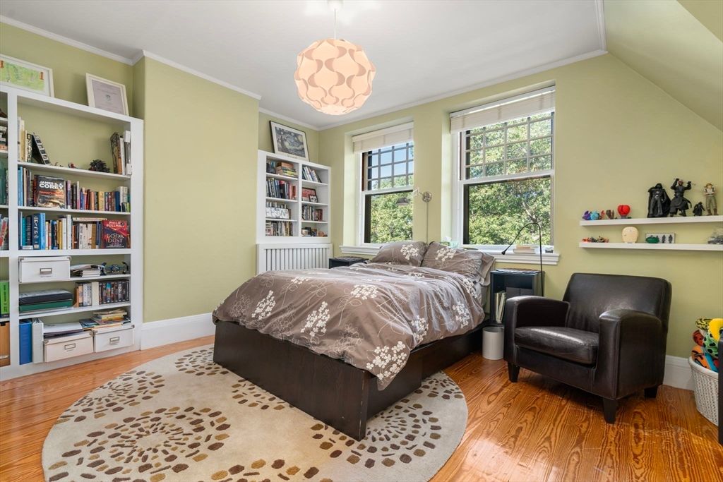Bedroom, Interior, Pendant Lights, Wood Texture Flooring