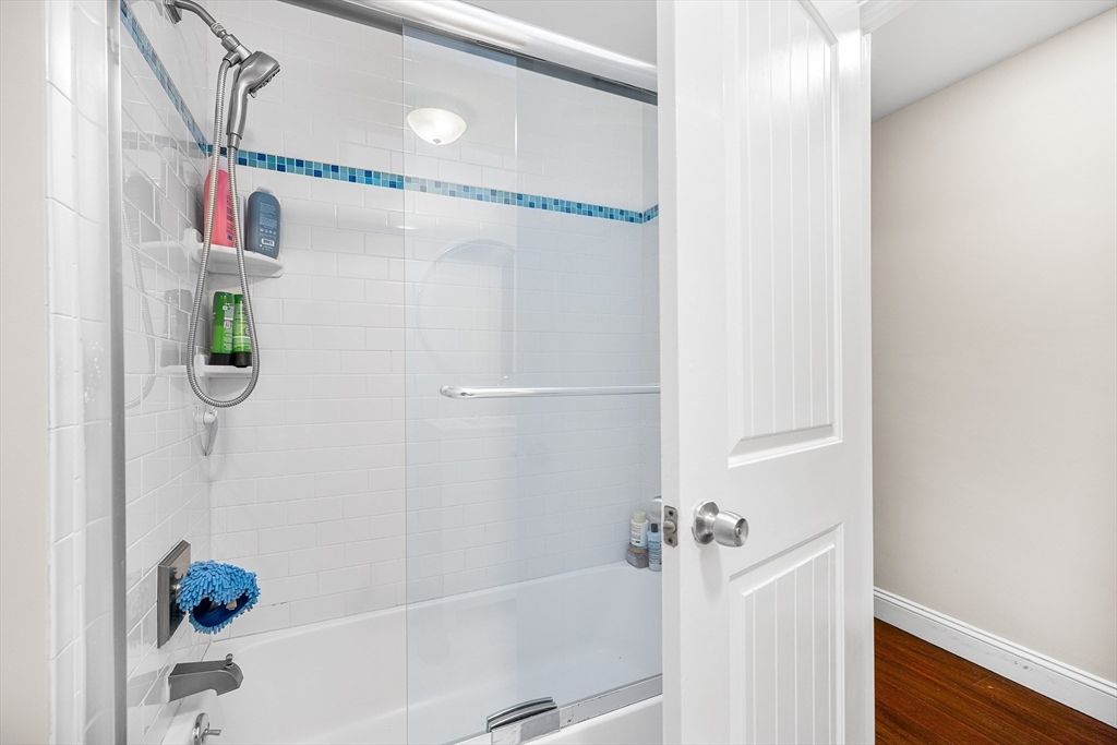 Bathroom, Glass Shower, Interior, Wood Texture Flooring