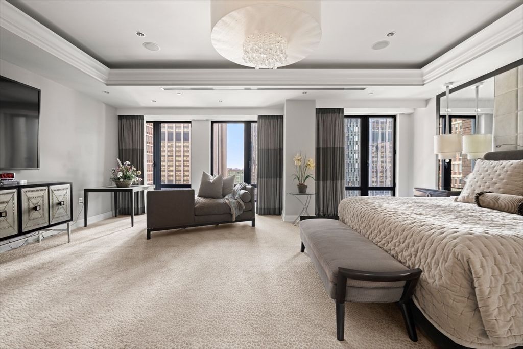 Bedroom, Chandelier, Interior, Recessed Lighting