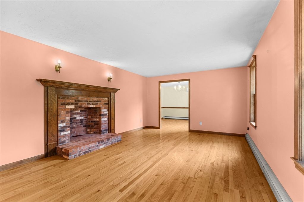 Empty room, Fireplace, Interior, Wood Texture Flooring