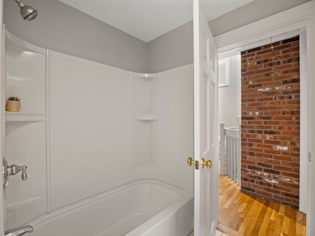 Bathroom, Interior, Stone Walls, Wood Texture Flooring