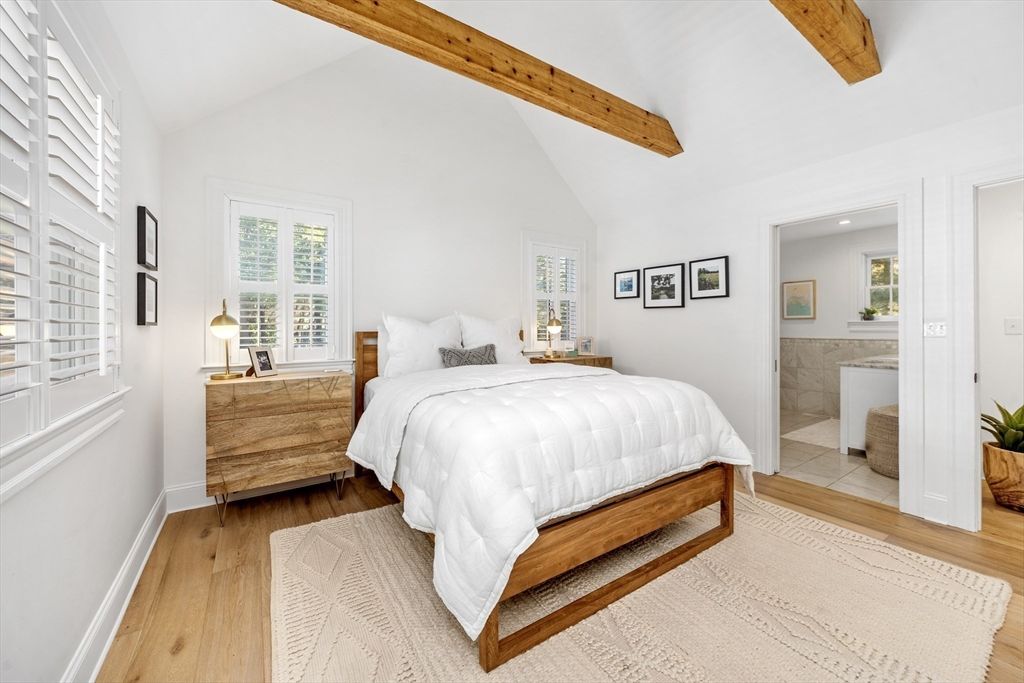 Bedroom, Interior, Recessed Lighting, Wooden Beams, Wood Texture Flooring