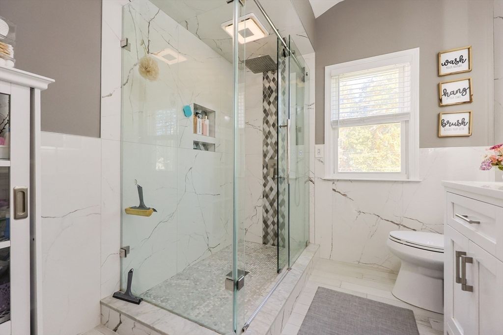 Bathroom, Glass Shower, Interior, Marble, Marble Walls