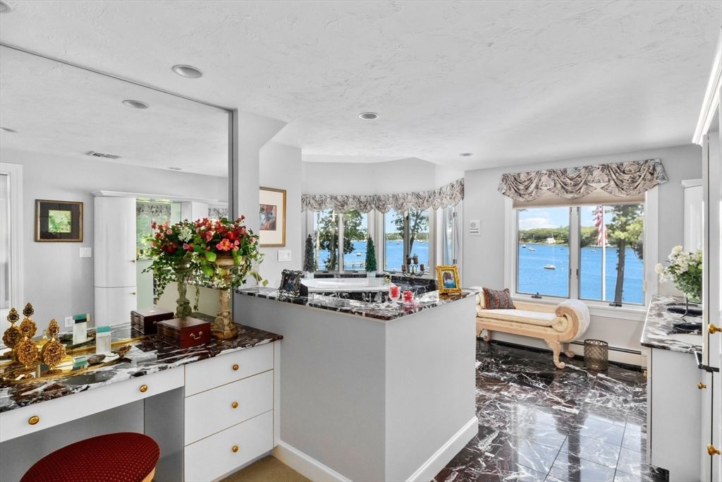 Bathroom, Interior, Marble, Recessed Lighting, Water