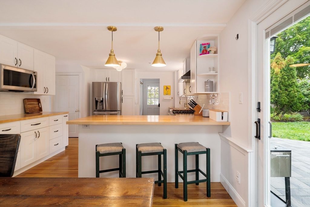 Interior, Kitchen, Pendant Lights, Stainless Steel Appliances, Wood Texture Flooring