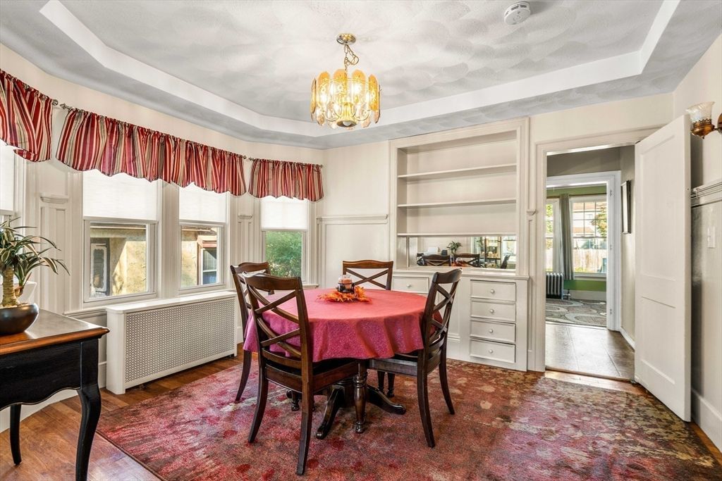 Chandelier, Dining room, Interior, Wood Texture Flooring