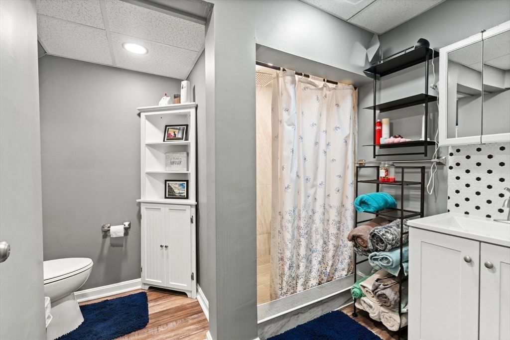 Bathroom, Interior, Recessed Lighting, Wood Texture Flooring