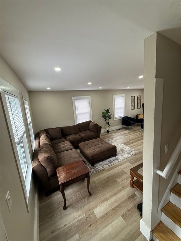 Interior, Living room, Recessed Lighting, Wood Texture Flooring