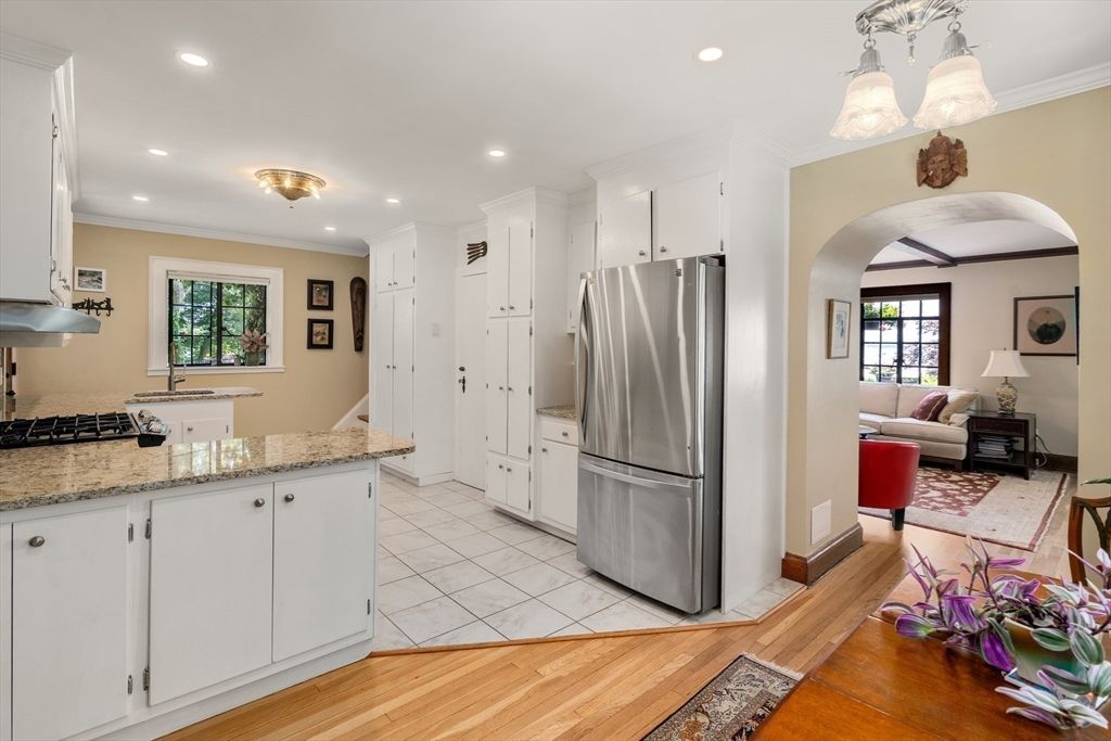 Interior, Kitchen, Living room, Recessed Lighting, Stainless Steel Appliances, Wood Texture Flooring