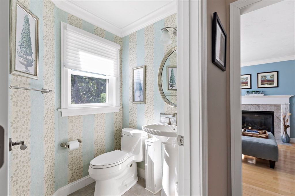 Bathroom, Fireplace, Interior, Wood Texture Flooring