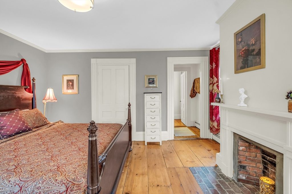 Bedroom, Fireplace, Interior, Wood Texture Flooring