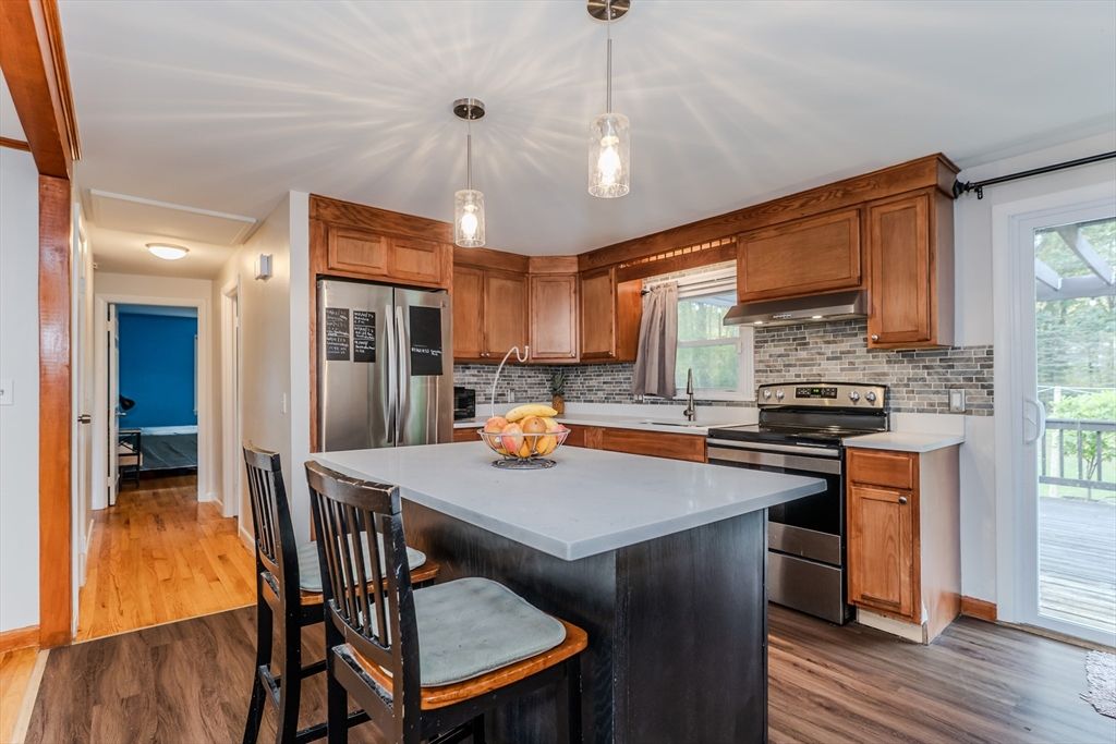 Interior, Kitchen, Pendant Lights, Stainless Steel Appliances, Wood Texture Flooring