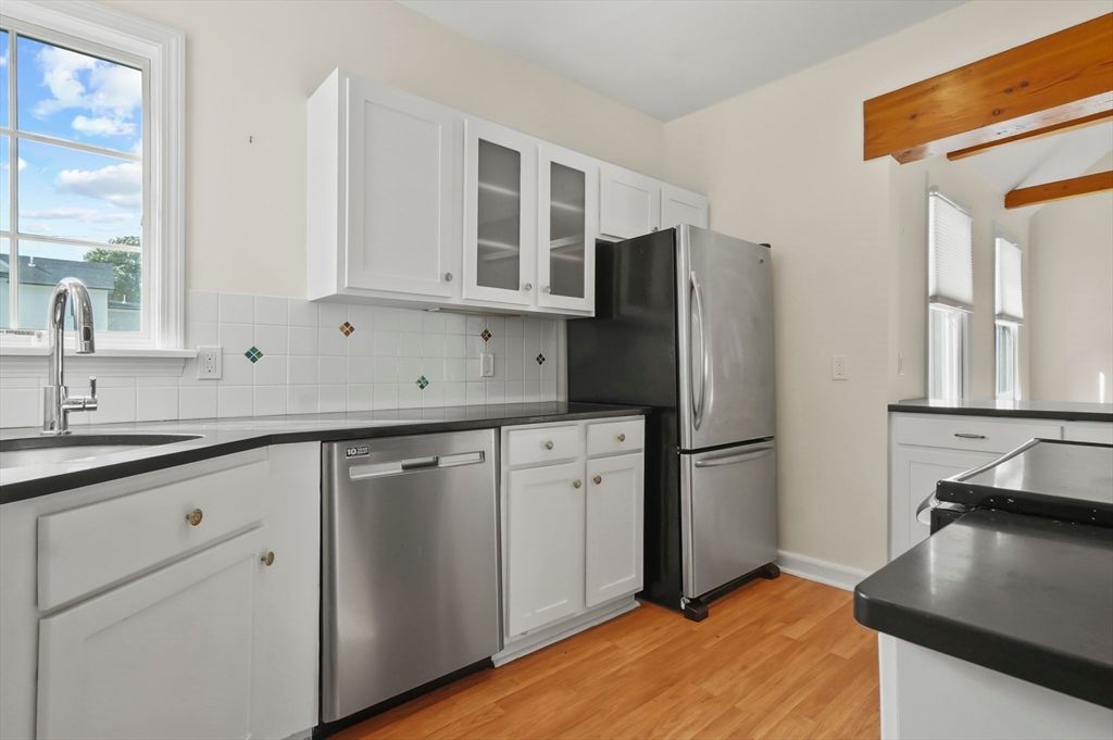 Interior, Kitchen, Stainless Steel Appliances, Wooden Beams, Wood Texture Flooring