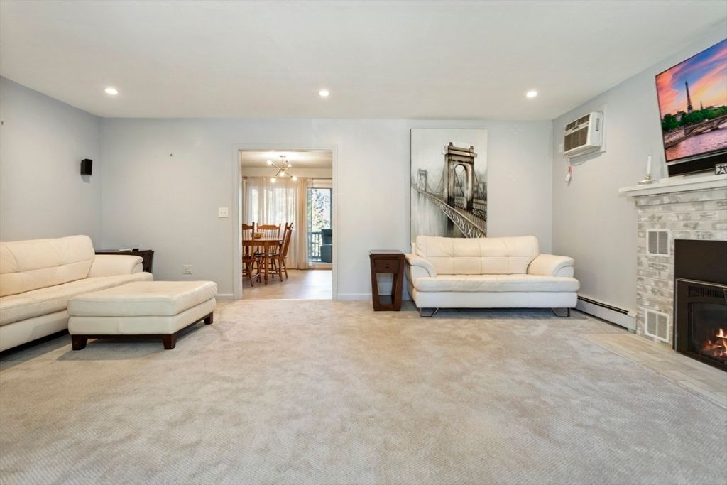 Dining room, Fireplace, Interior, Living room, Recessed Lighting