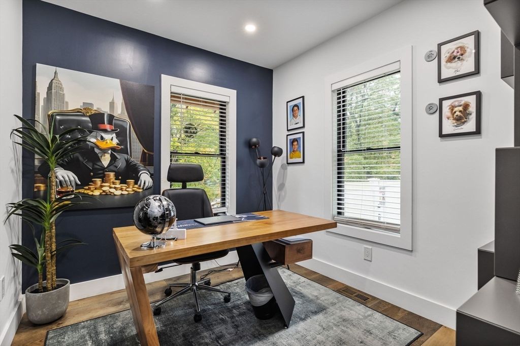Home Office, Interior, Recessed Lighting, Wood Texture Flooring