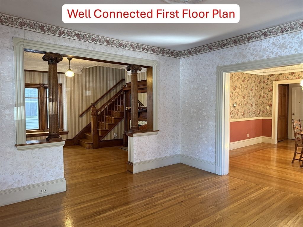 Empty room, Interior, Pendant Lights, Wood Texture Flooring