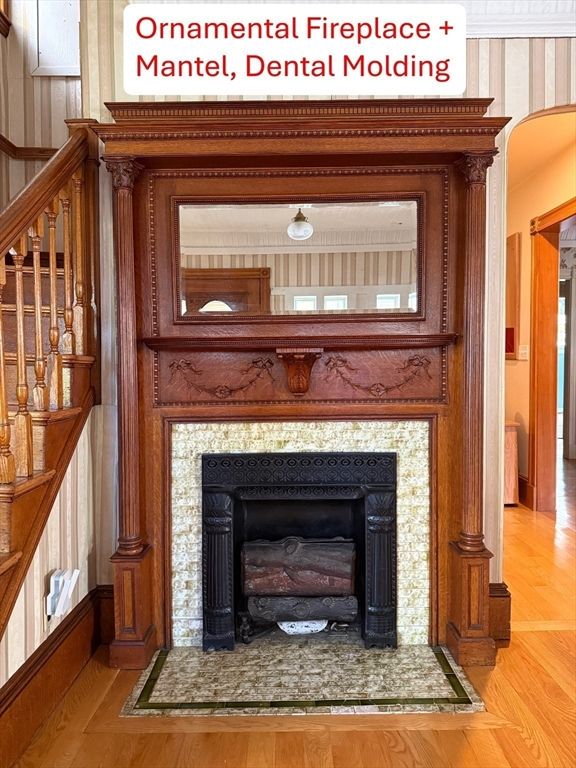 Fireplace, Interior, Wood Texture Flooring