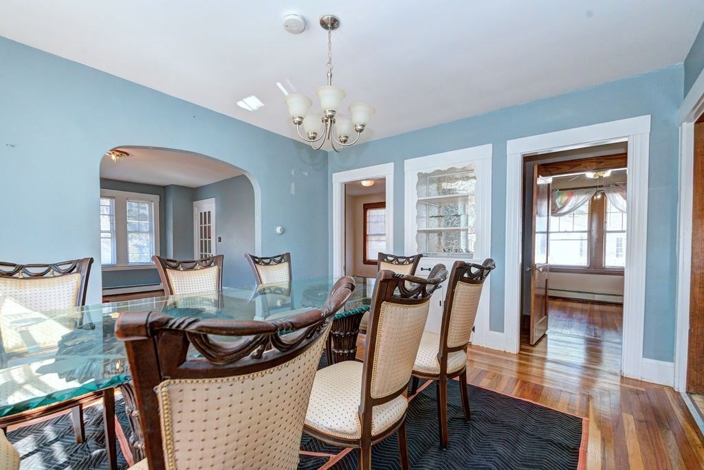 Chandelier, Dining room, Interior, Wood Texture Flooring