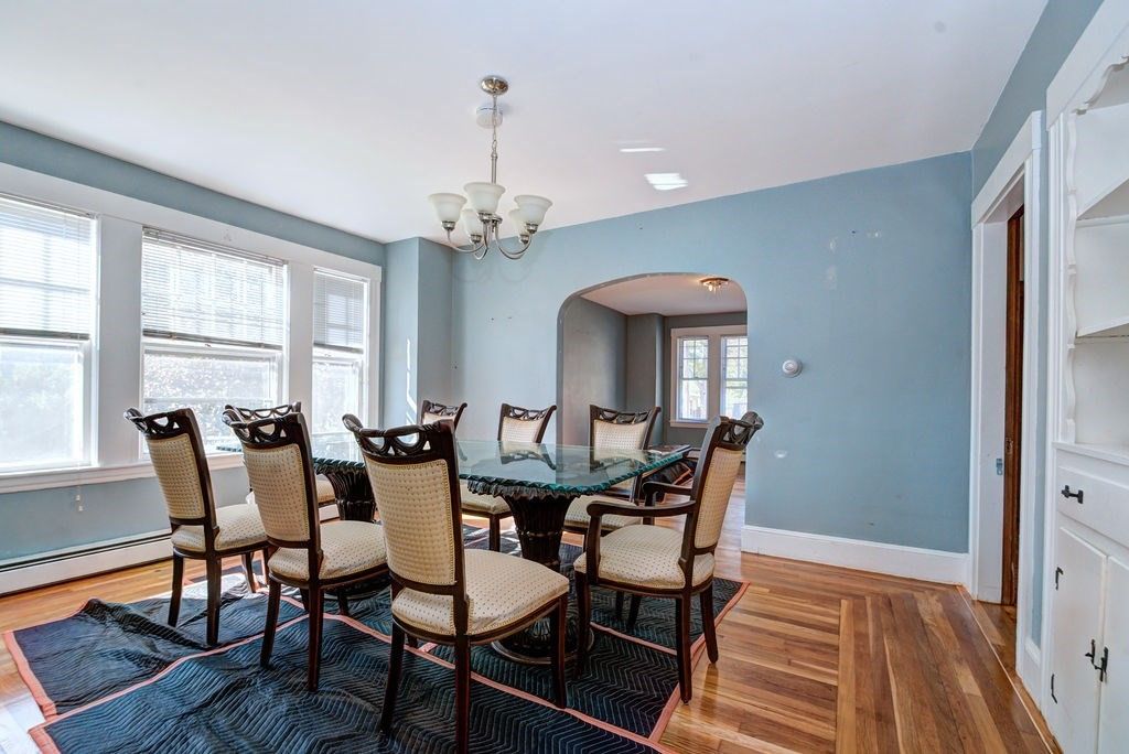 Chandelier, Dining room, Interior, Wood Texture Flooring