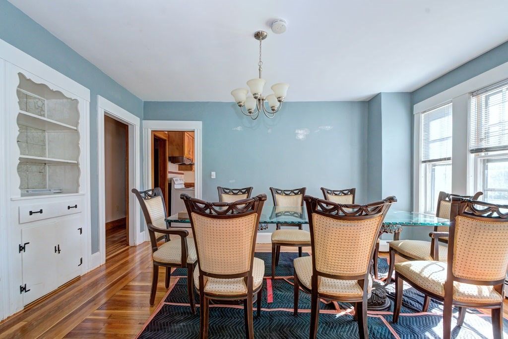 Chandelier, Dining room, Interior, Wood Texture Flooring