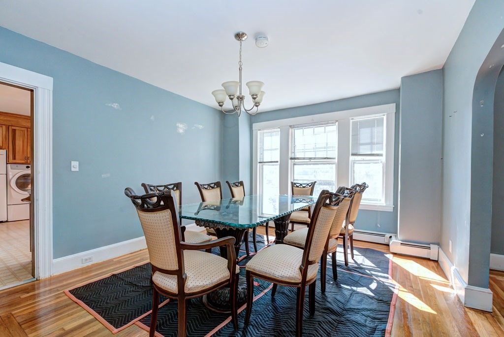 Chandelier, Dining room, Interior, Wood Texture Flooring
