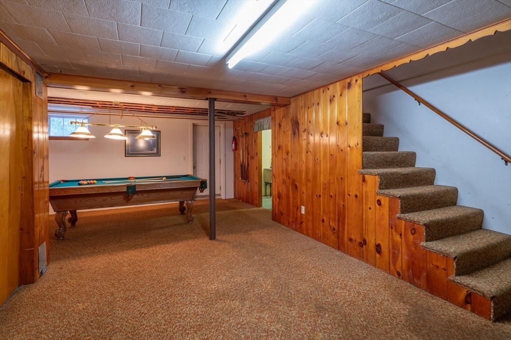 Billiard Table, Game Room, Interior, Pendant Lights, Wooden Walls