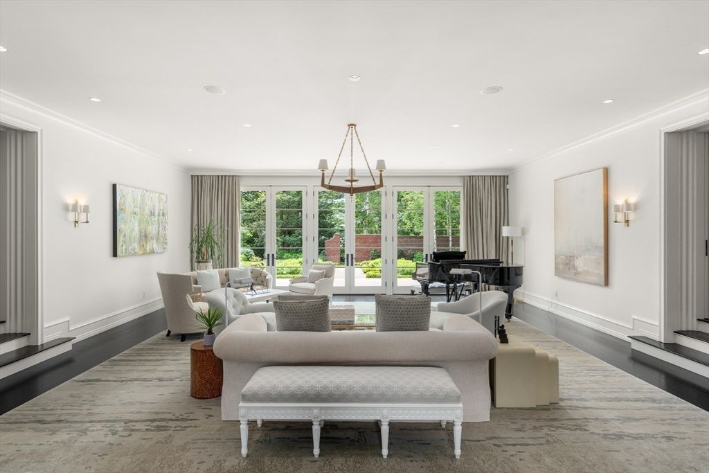 Interior, Living room, Piano, Recessed Lighting, Wood Texture Flooring