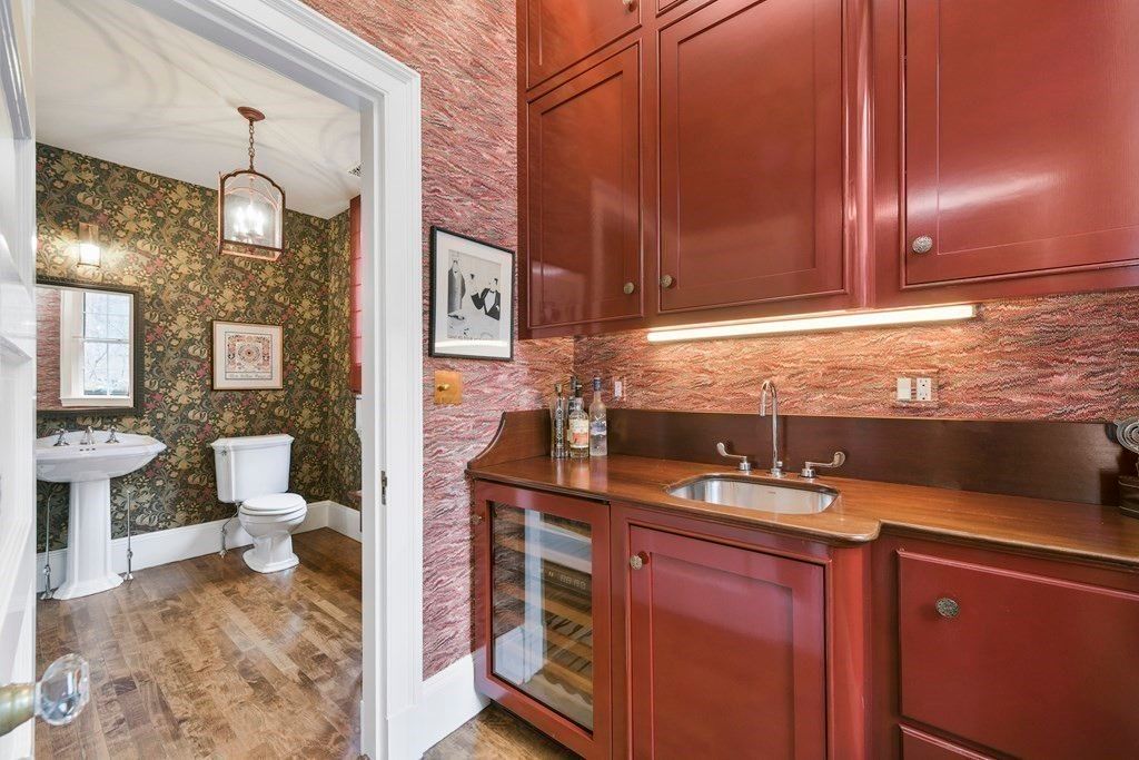 Bathroom, Interior, Pendant Lights, Wood Texture Flooring