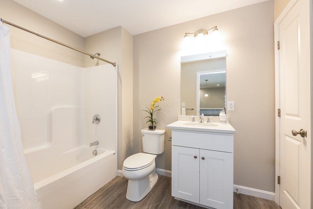 Bathroom, Interior, Recessed Lighting, Wood Texture Flooring