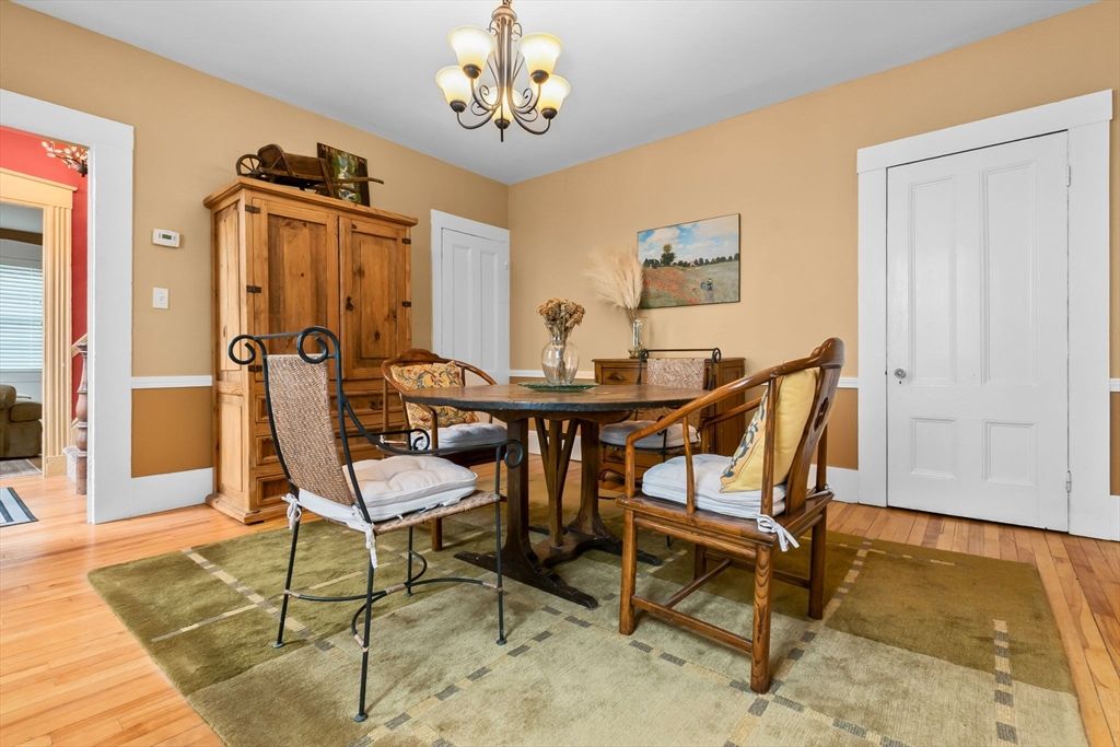 Chandelier, Dining room, Interior, Wood Texture Flooring
