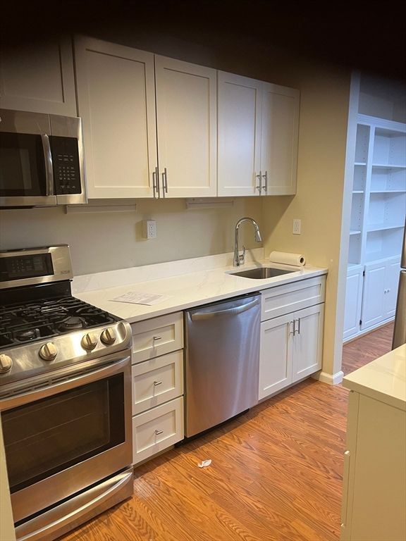 Interior, Kitchen, Stainless Steel Appliances, Wood Texture Flooring