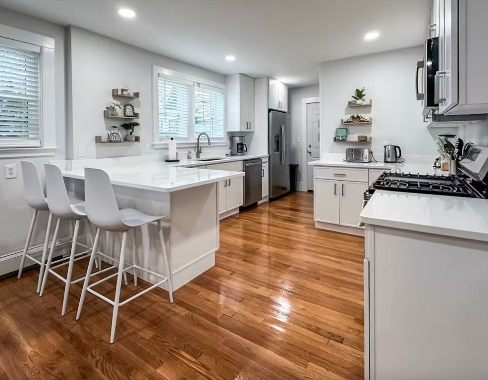 Interior, Kitchen, Recessed Lighting, Wood Texture Flooring