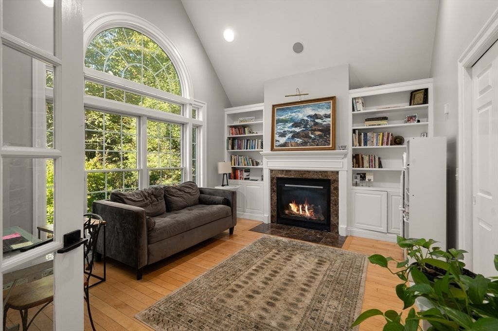 Fireplace, Interior, Recessed Lighting, Wood Texture Flooring